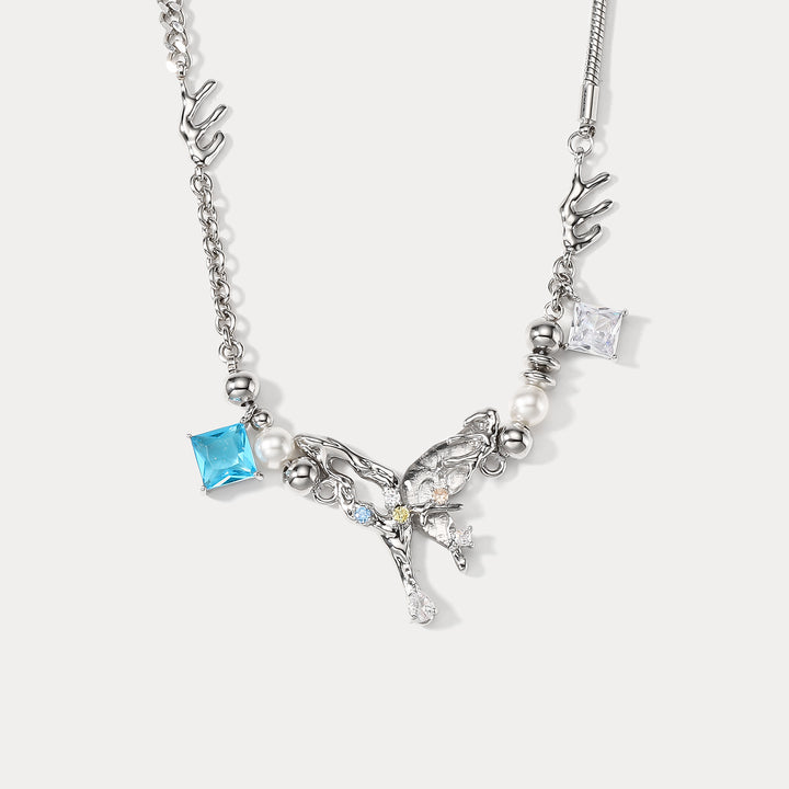 Melting Aurora Butterfly Palladium Necklace