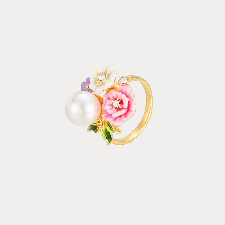 Wild Pink Flower Anniversary Ring