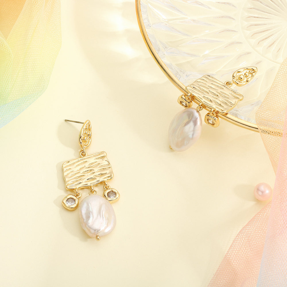 Baroque Pearl Diamond Earrings