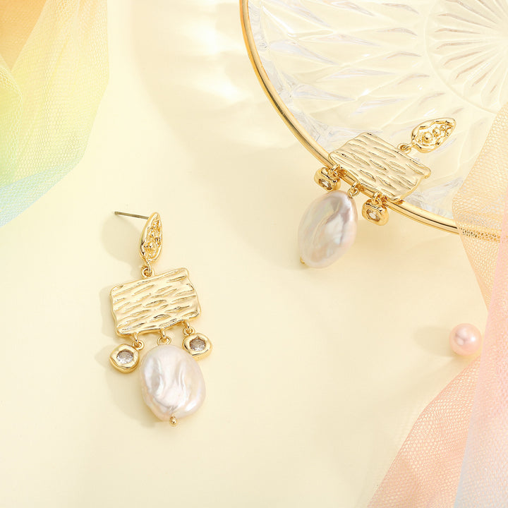 Baroque Pearl Diamond Earrings