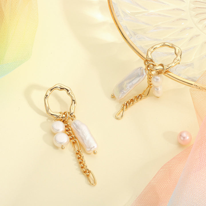 Pearl Dangle Chain Earrings