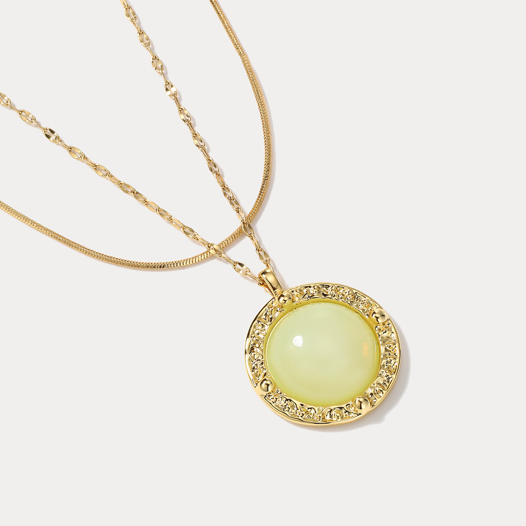 Gemstone Layered Gold Necklace 18k