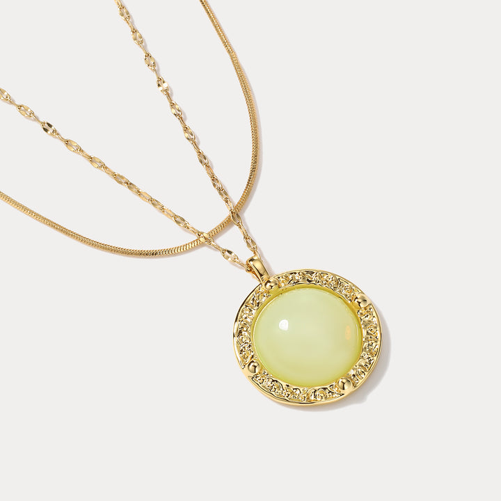 Gemstone Layered Gold Necklace 18k