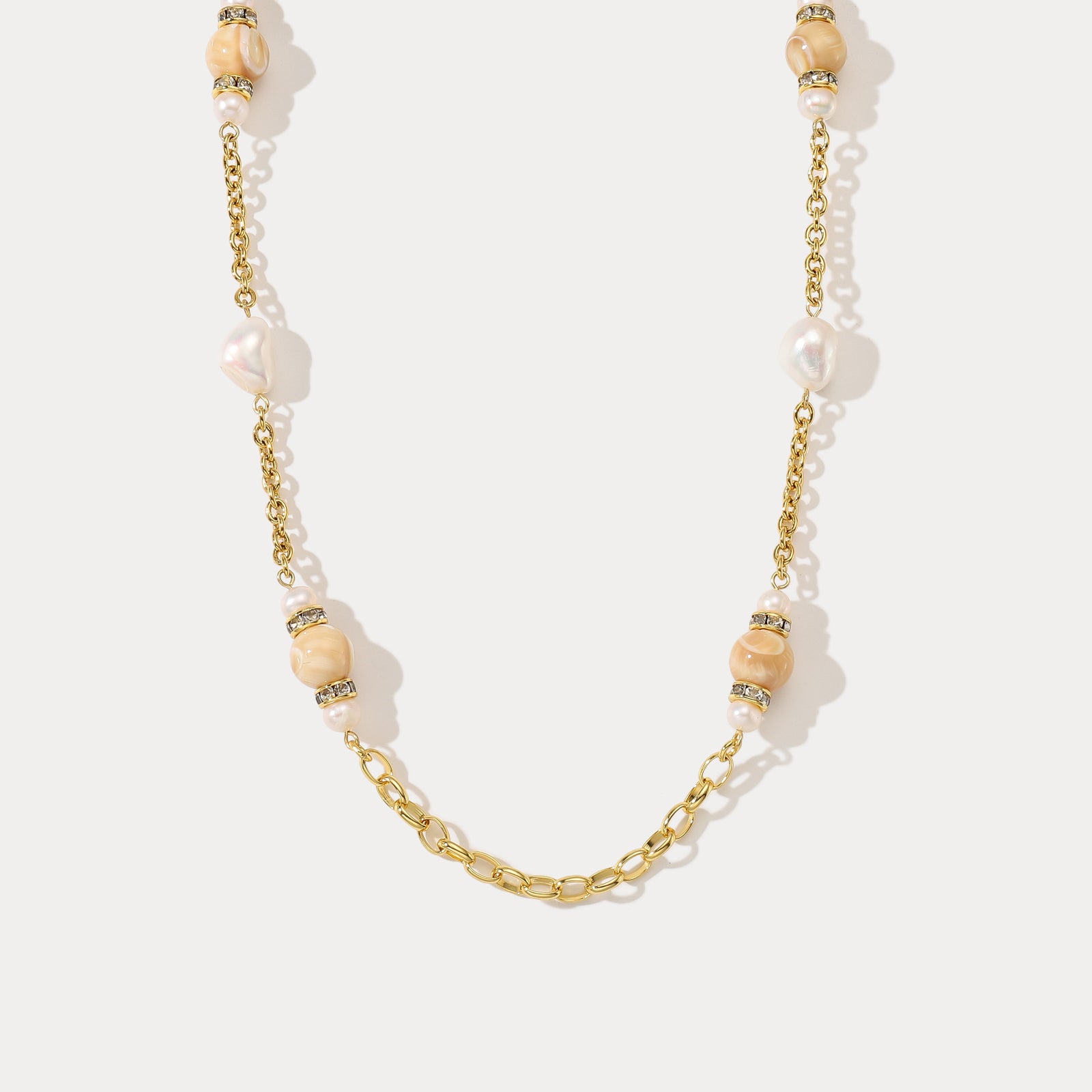 Selenichast Pearl Beads Station Necklace