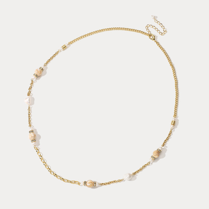 Pearl Beads Station Necklace Anniversary Jewelry Gift for Her