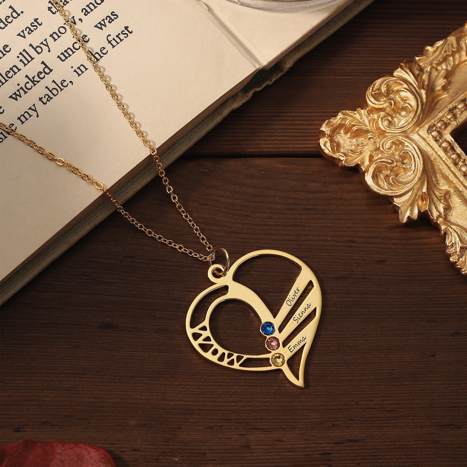 Multi-name Heart Gold Necklace