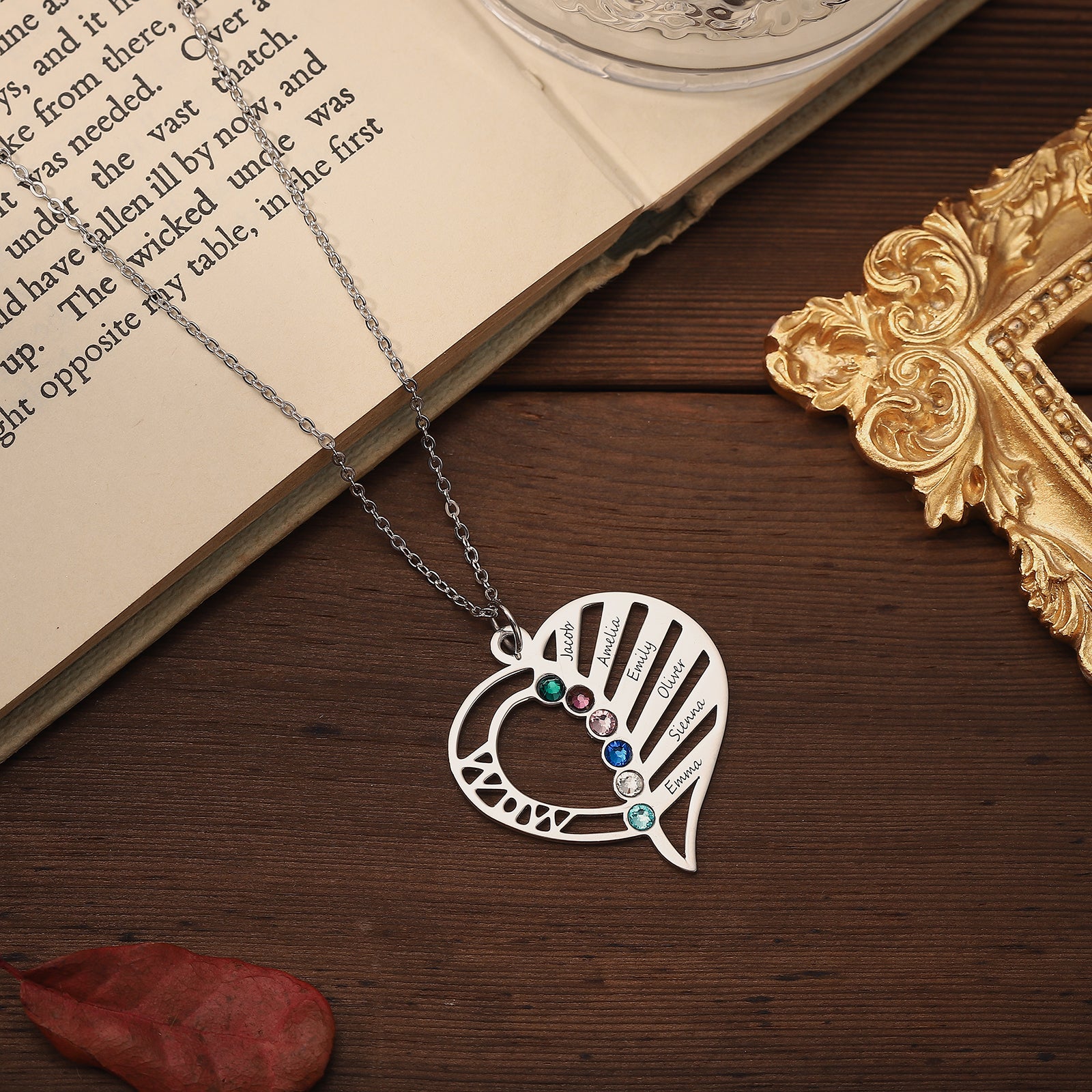 Multi-name Heart Silver Necklace