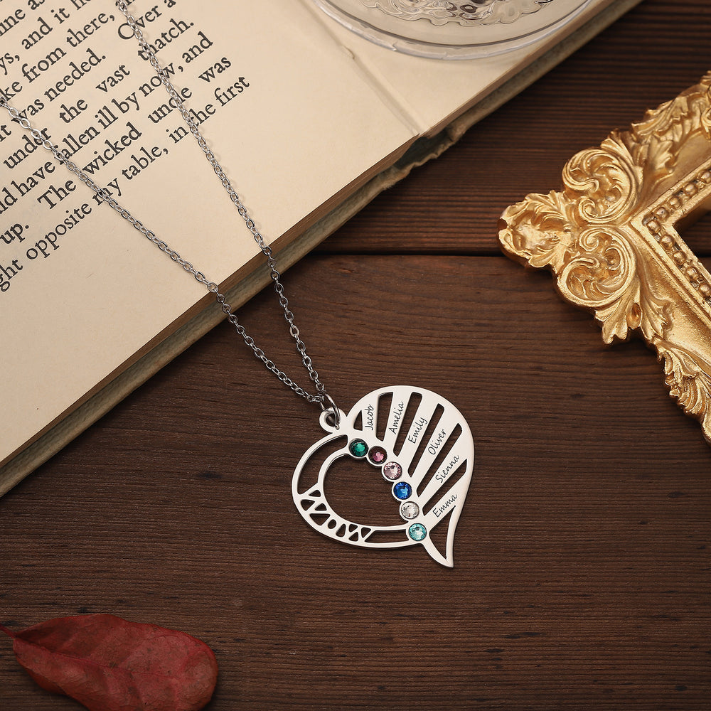 Multi-name Heart Silver Necklace