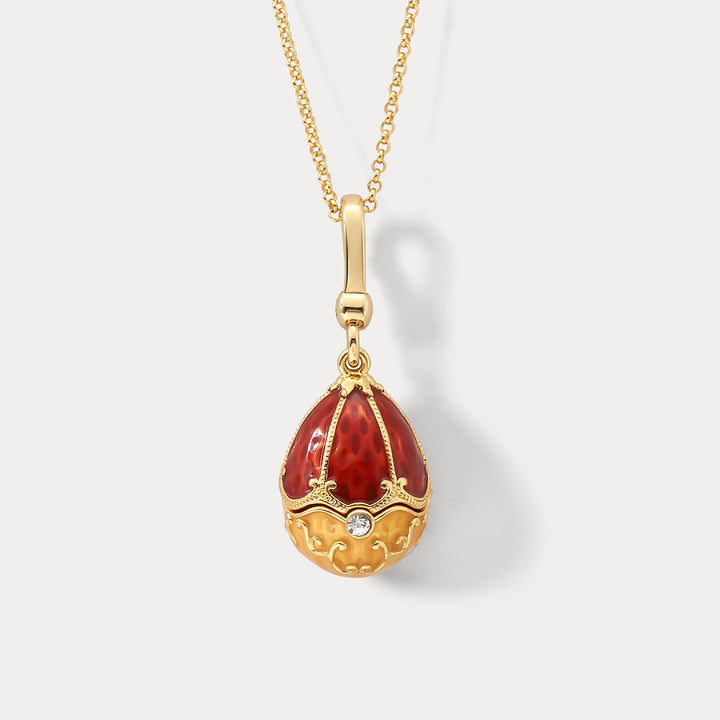 Selenichast Rabbit & Rose Egg Locket Necklace