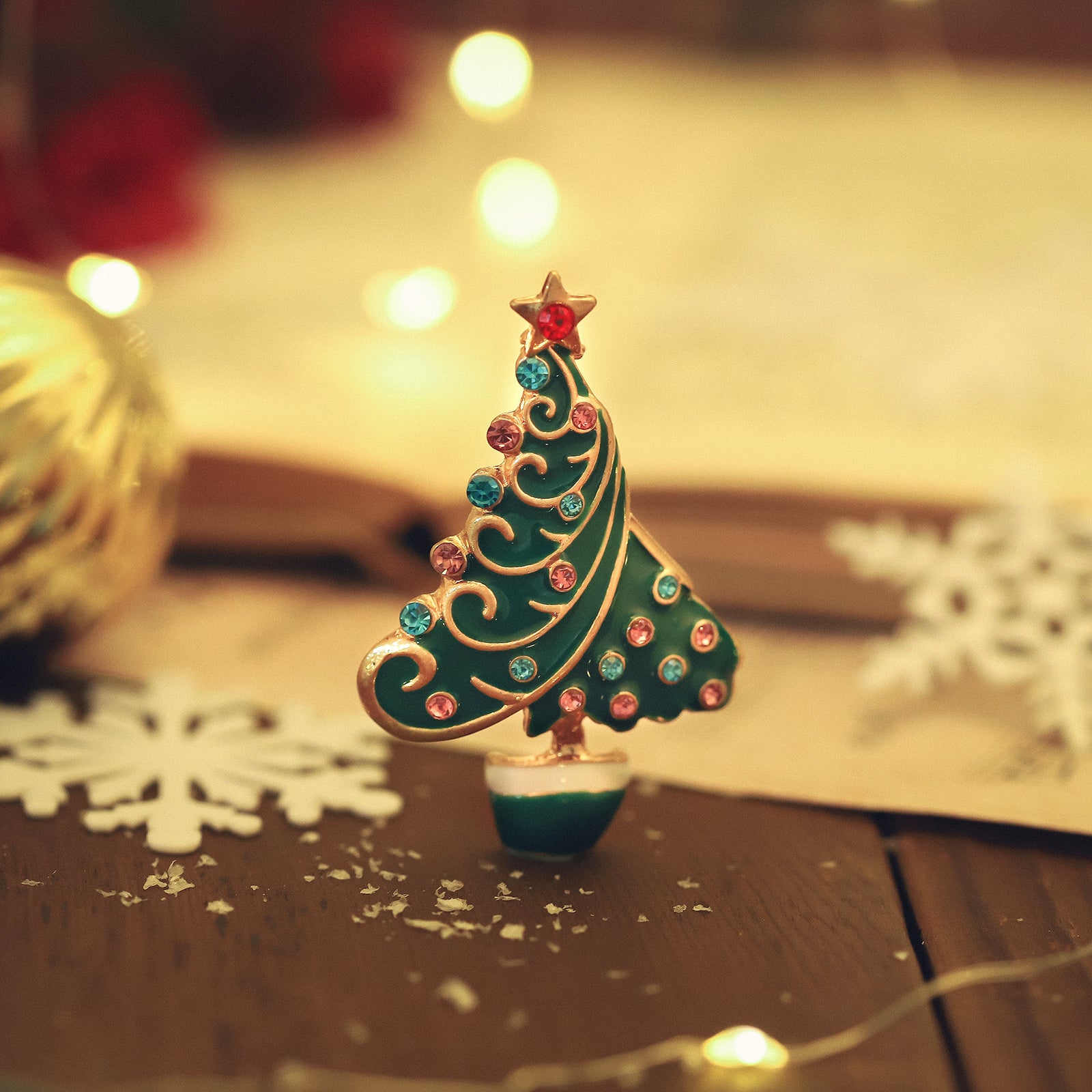 Sparkly Christmas Tree Brooch