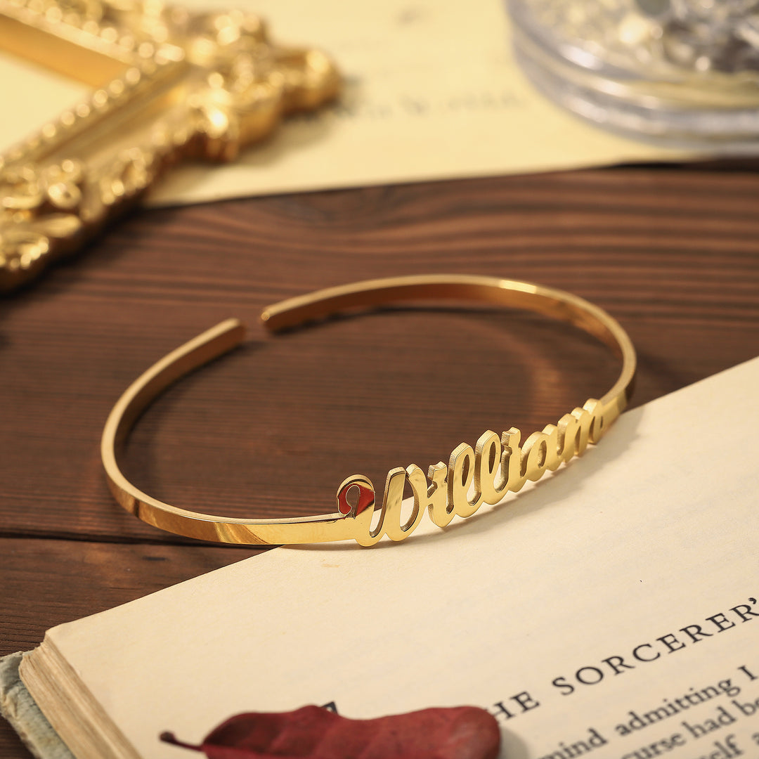 Custom Name Gold Cuff Bracelet