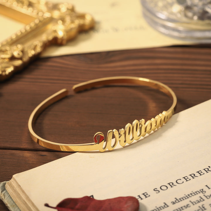 Custom Name Gold Cuff Bracelet