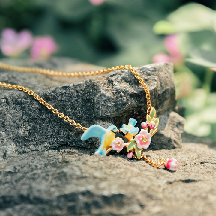 Blue Tit Gold Necklace