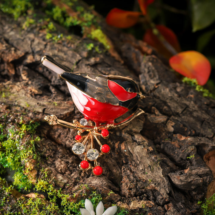 Vintage Sparrow Enamel Brooch