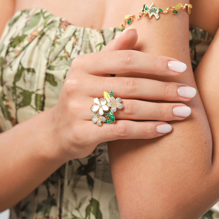 Four-leaf Clover Cubic Zirconia Ring
