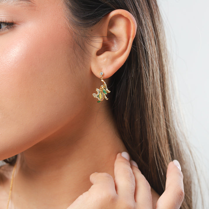 Green Leaf Cubic Zirconia Earrings