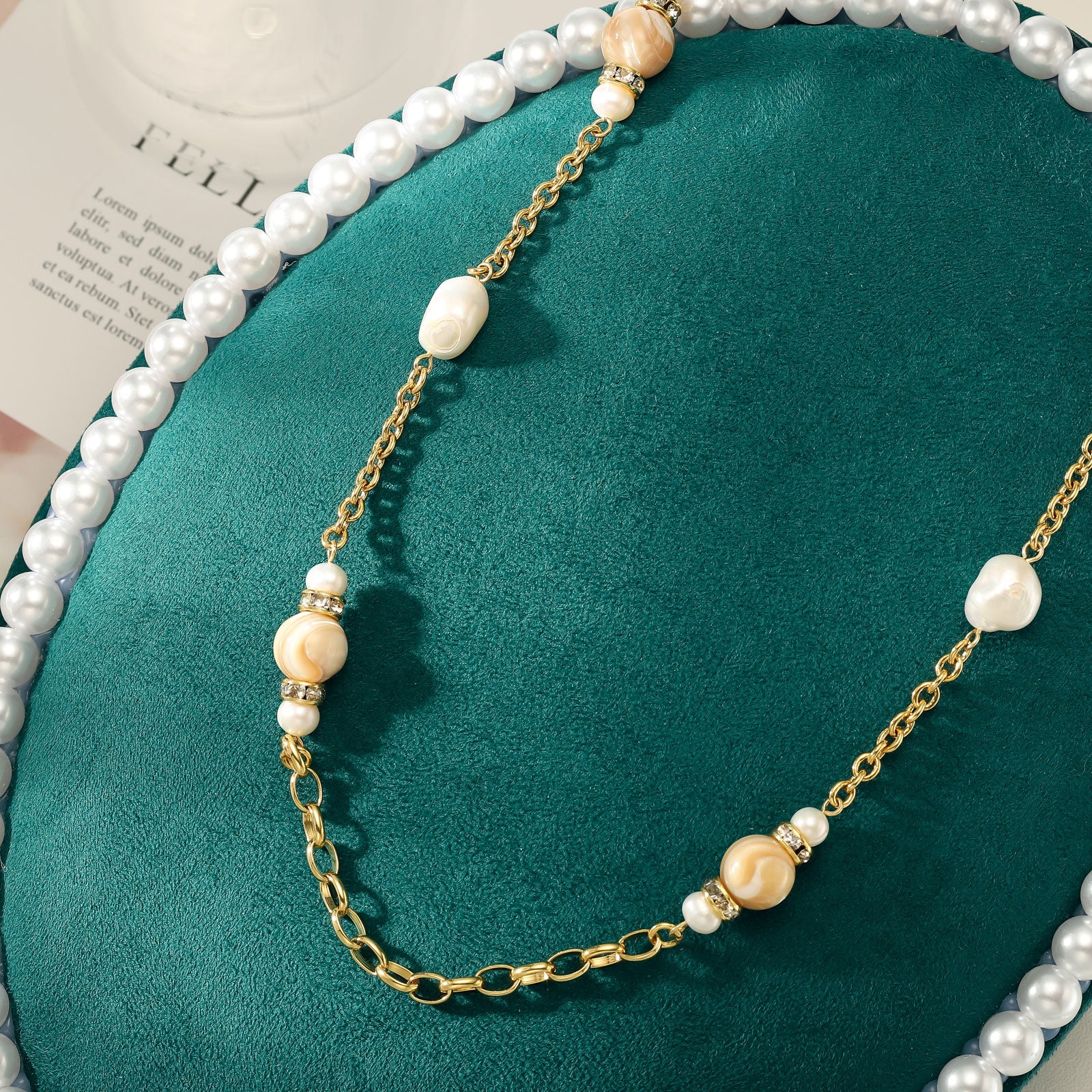 Baroque Pearl Beads Station Necklace