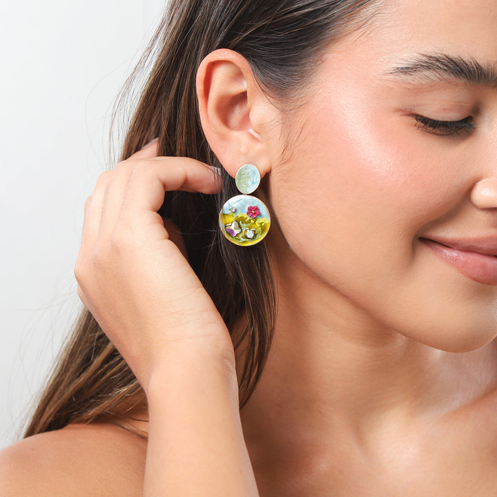 Misty Meadow Gold Dangle Earrings