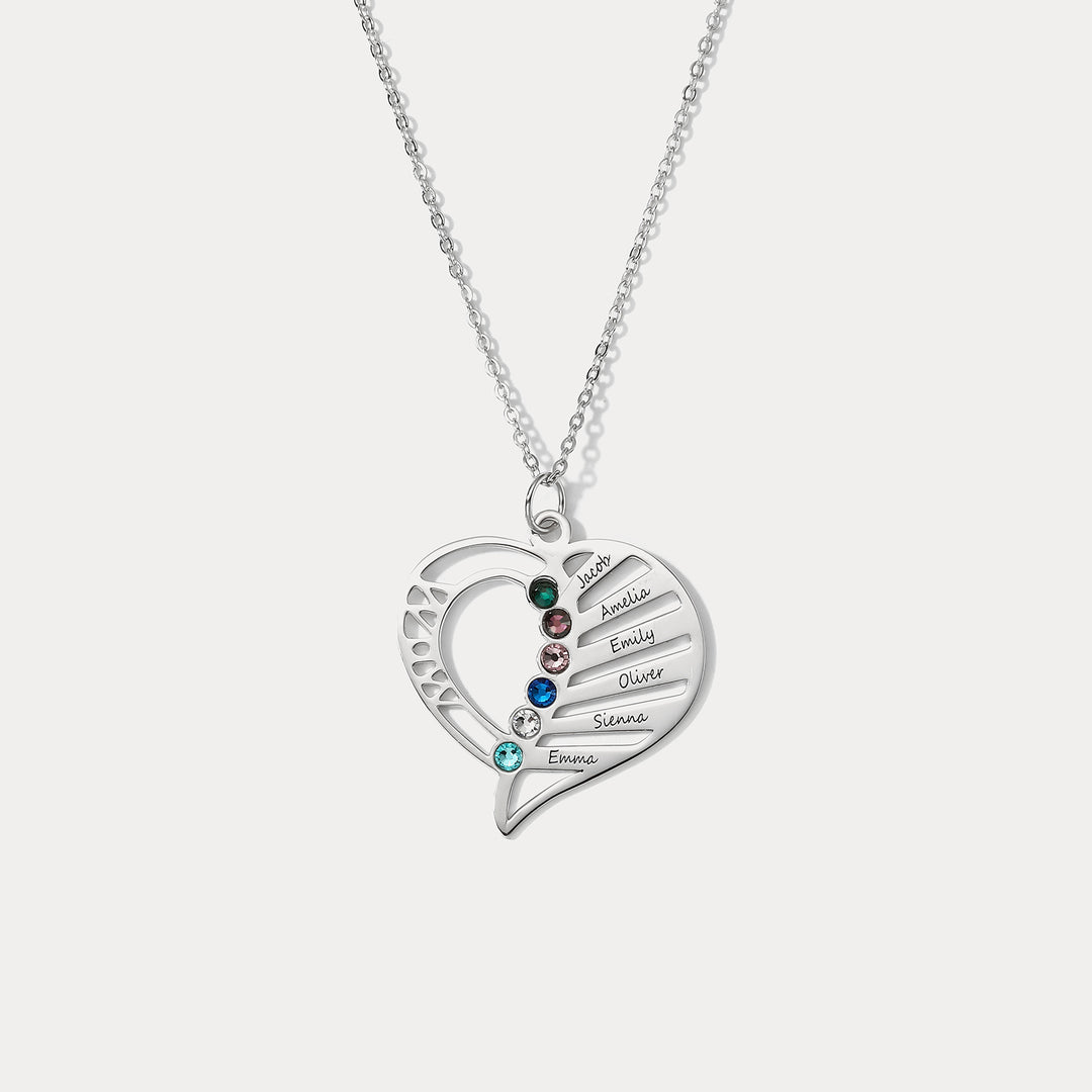 Selenichast Multi-name Heart Necklace