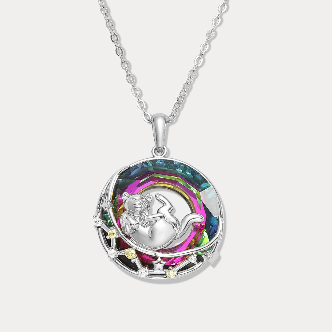 Selenichast Rolling Cat On the Moon Necklace