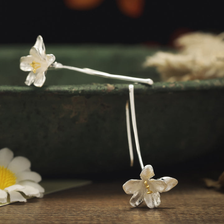 Freesia Flower Silver Earrings