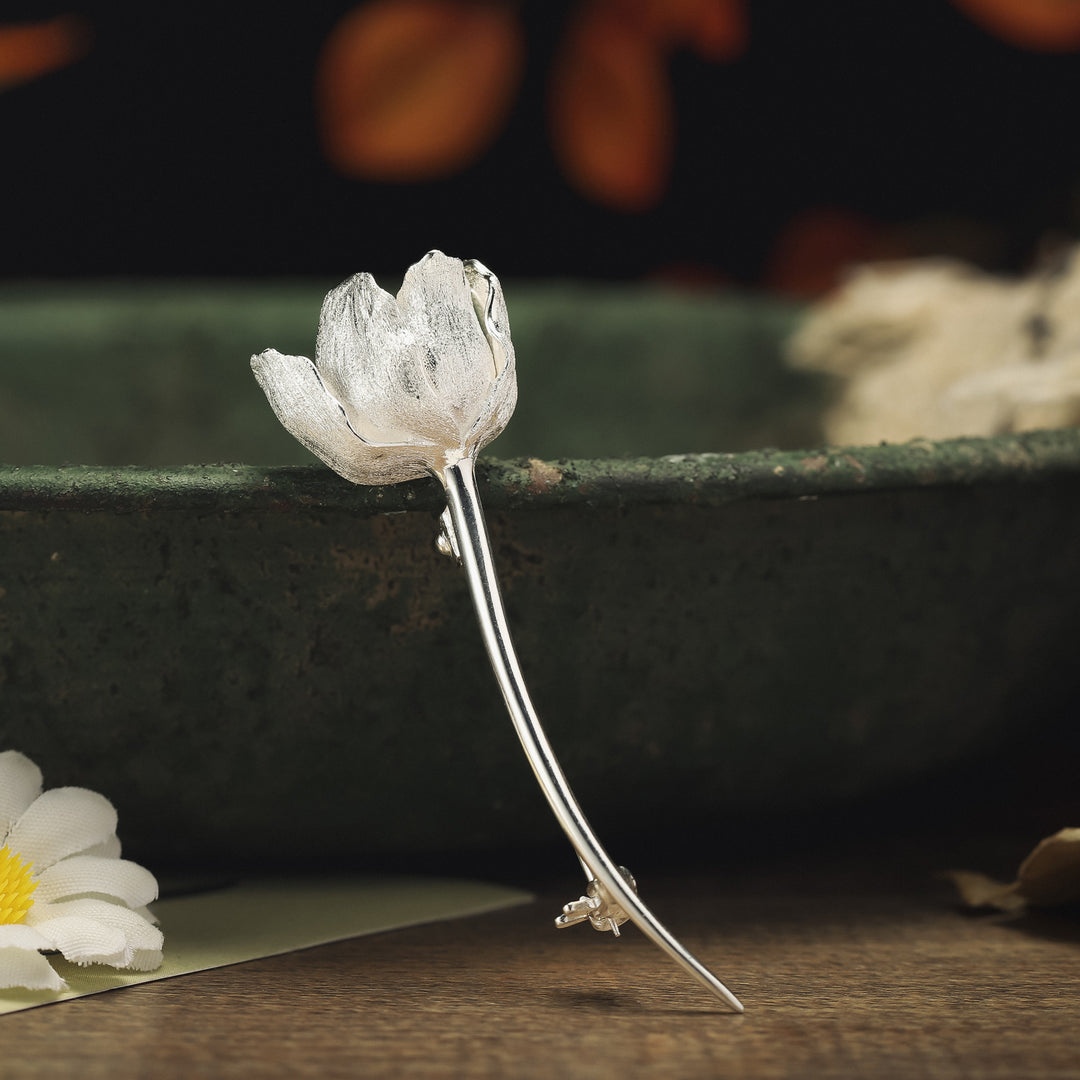 Tulip Silver Brooch