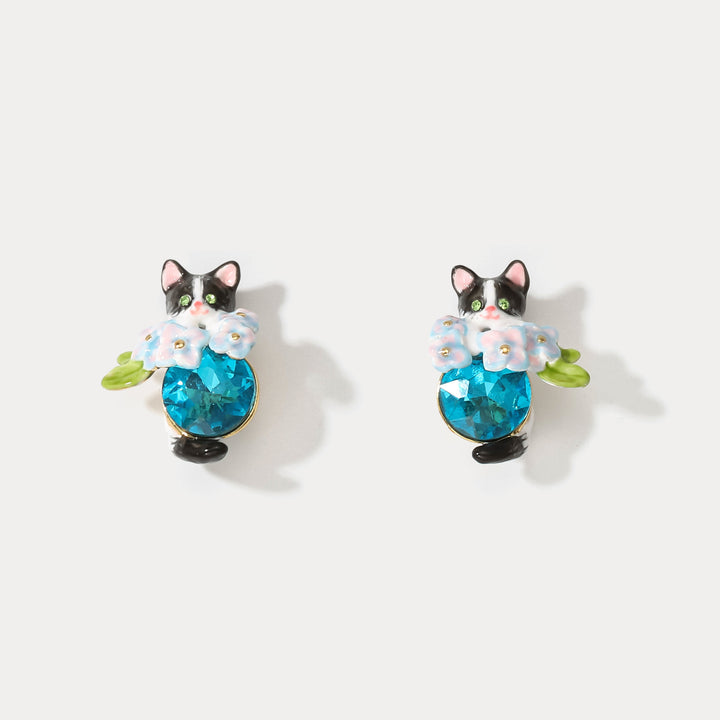 Selenichast Kitten Sapphire Bloom Earrings