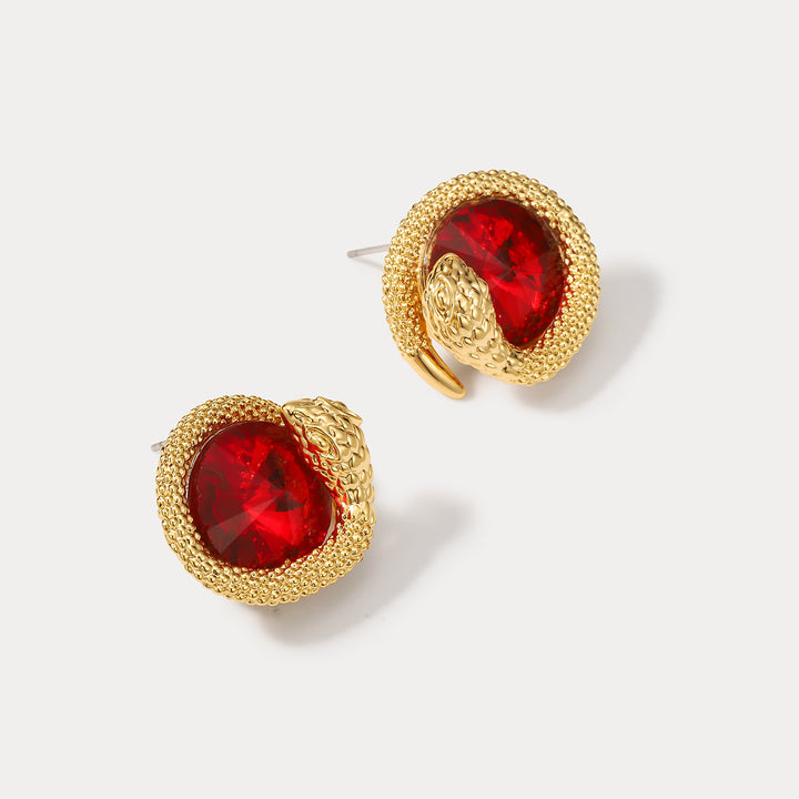 Vintage Golden Serpent Stud Dainty Earrings