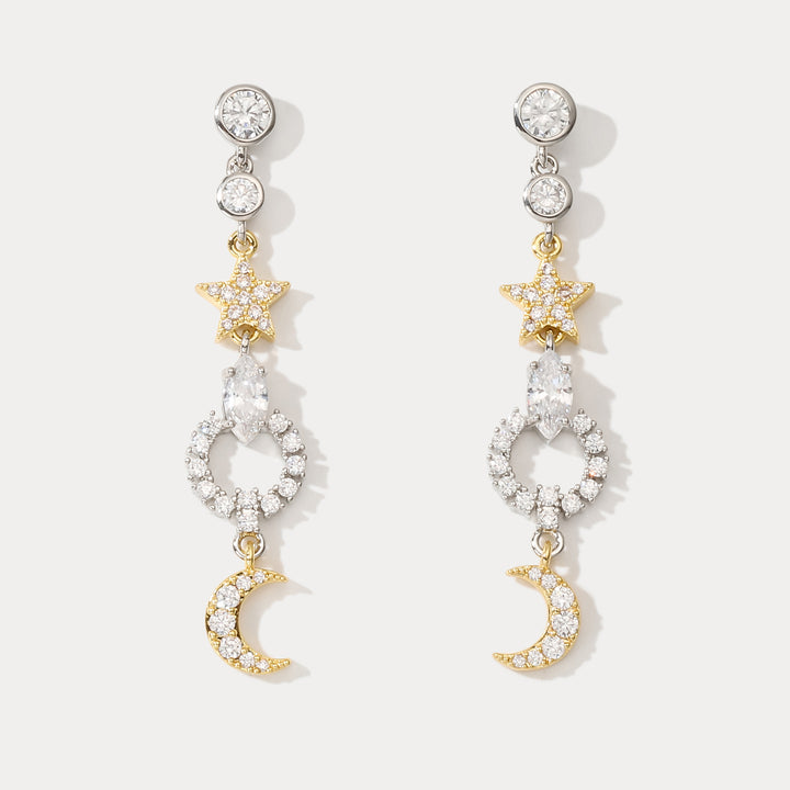 Selenichast Moon Star Pearl Earrings