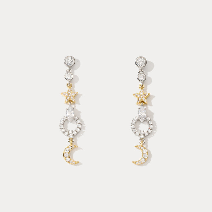 Moon Star Pearl Earrings Y2K Jewelry