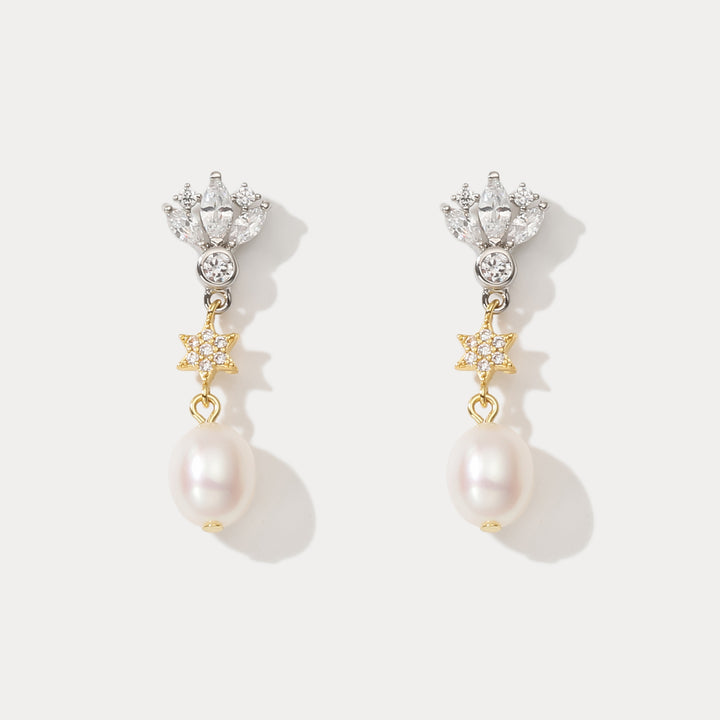 Selenichast Pearl Star Earrings