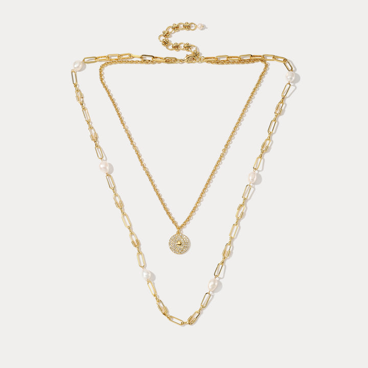 Evil Eye Freshwater Pearl Layered Necklace