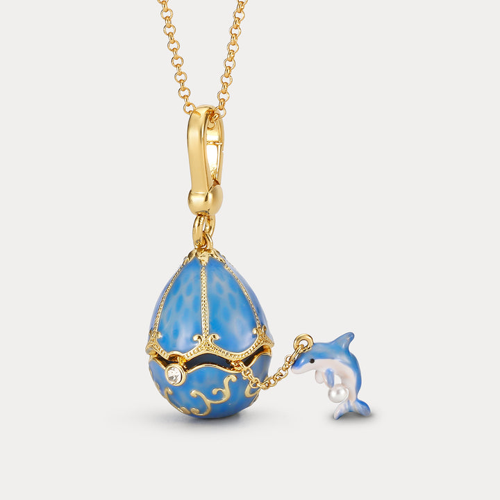Selenichast Dolphin Egg Locket Necklace
