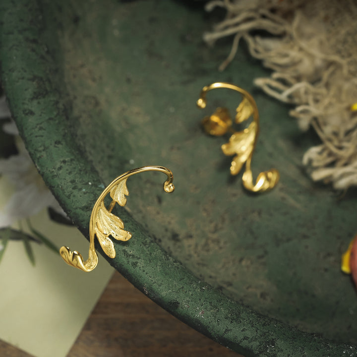 Carved Acanthus Leaf Autumn Earrings