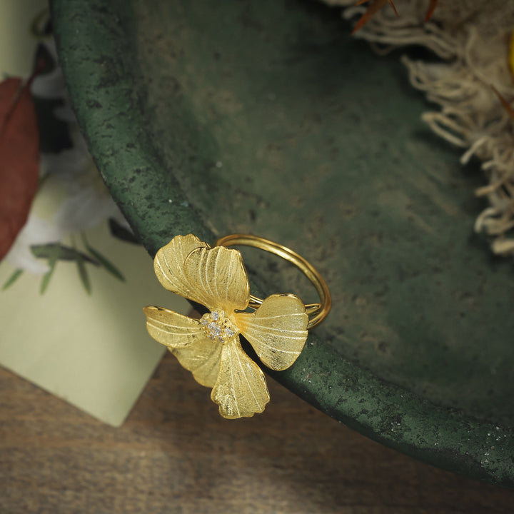 Golden Peony Adjustable Ring