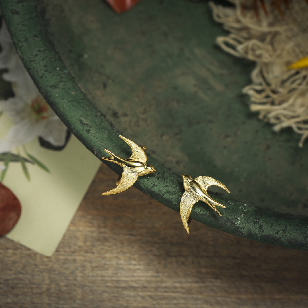 Flying Swallow Gold Bird Ear Cuff