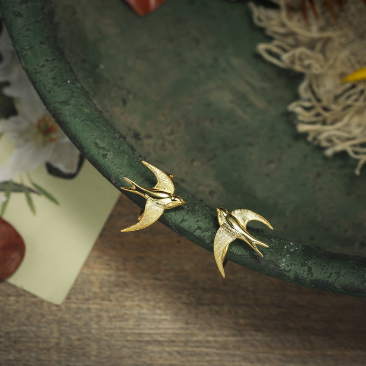 Flying Swallow Gold Bird Ear Cuff