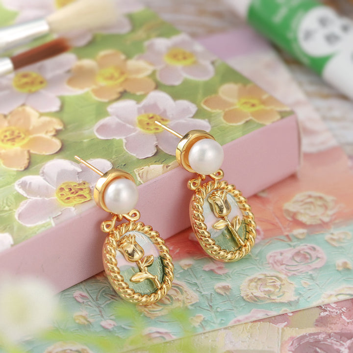 Vintage Wild Rose Earrings