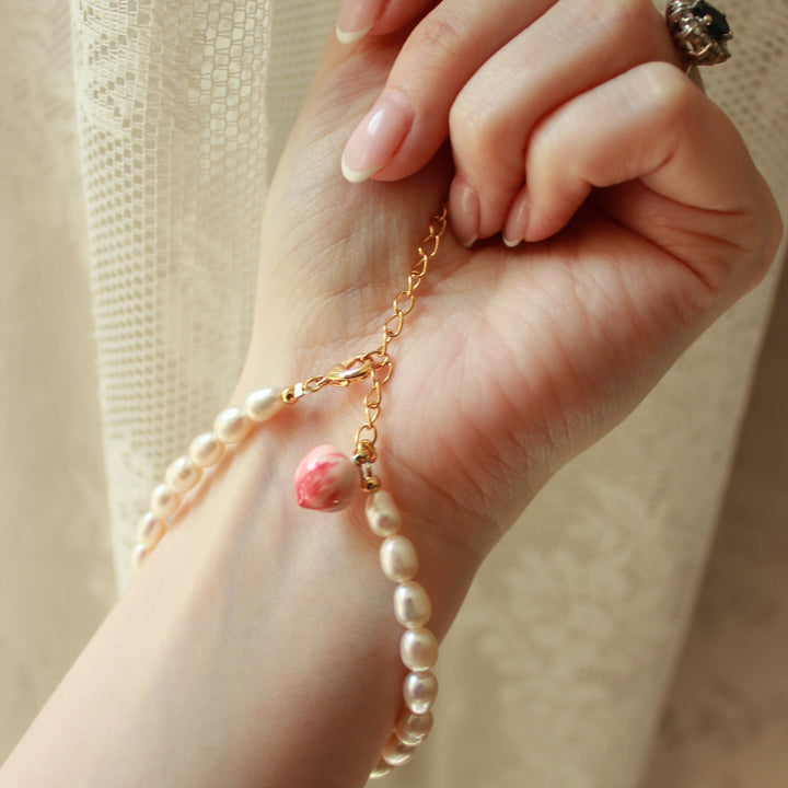 Pulsera de perla de durazno