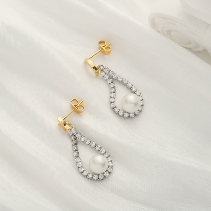 Moon Star Pearl Drop Earrings