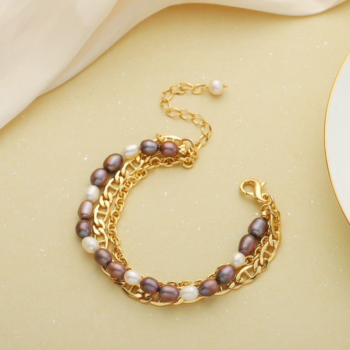 Purple Baroque Pearl Chain Bracelet