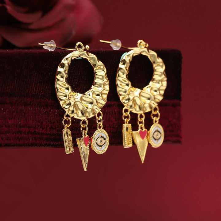 Evil Eye Hollow Drop Earrings