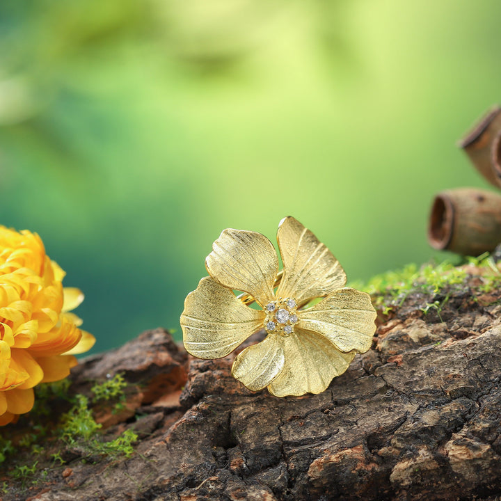 Golden Peony Nature Ring