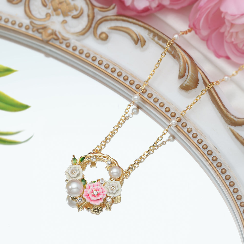 Wild Rose Garland Real Pearl Necklace