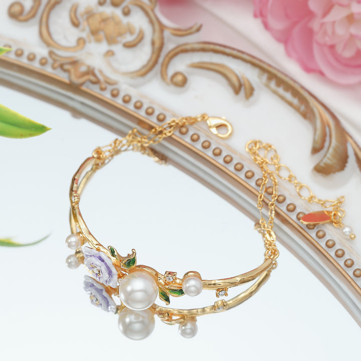 Wild Rose Pearl Gold Chain Bracelet