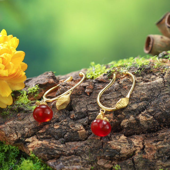 Wishful Persimmon Gold Autumn Earhooks