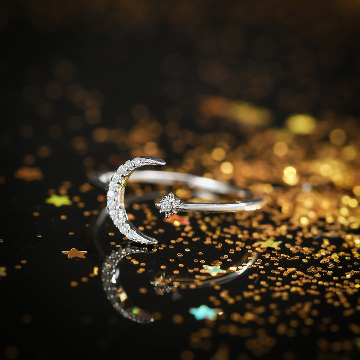Silver Moon Cubic Zirconia Ring