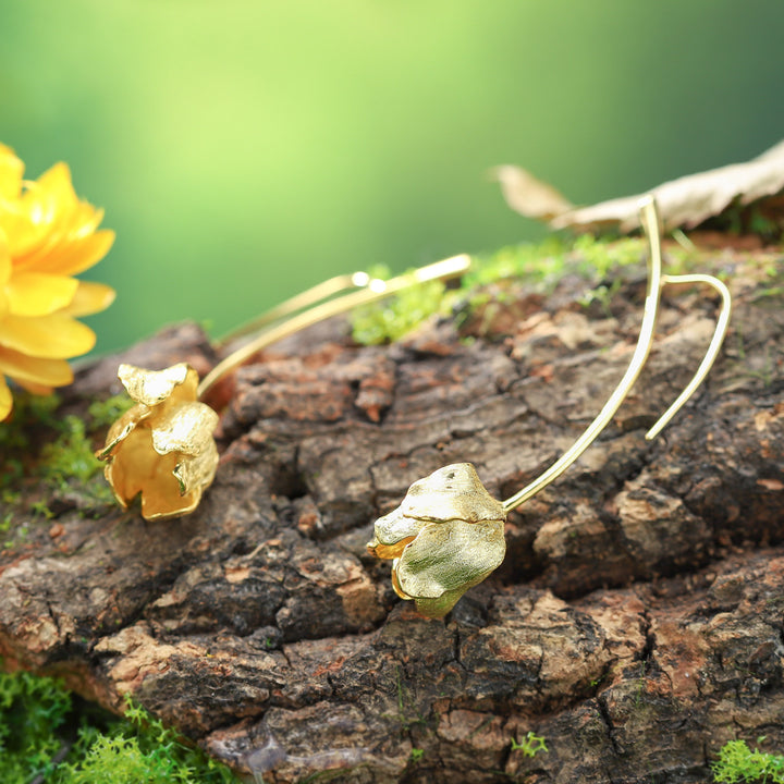 Tulip Gold Hook Earrings
