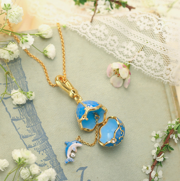 Dolphin Egg Locket Fish Necklace