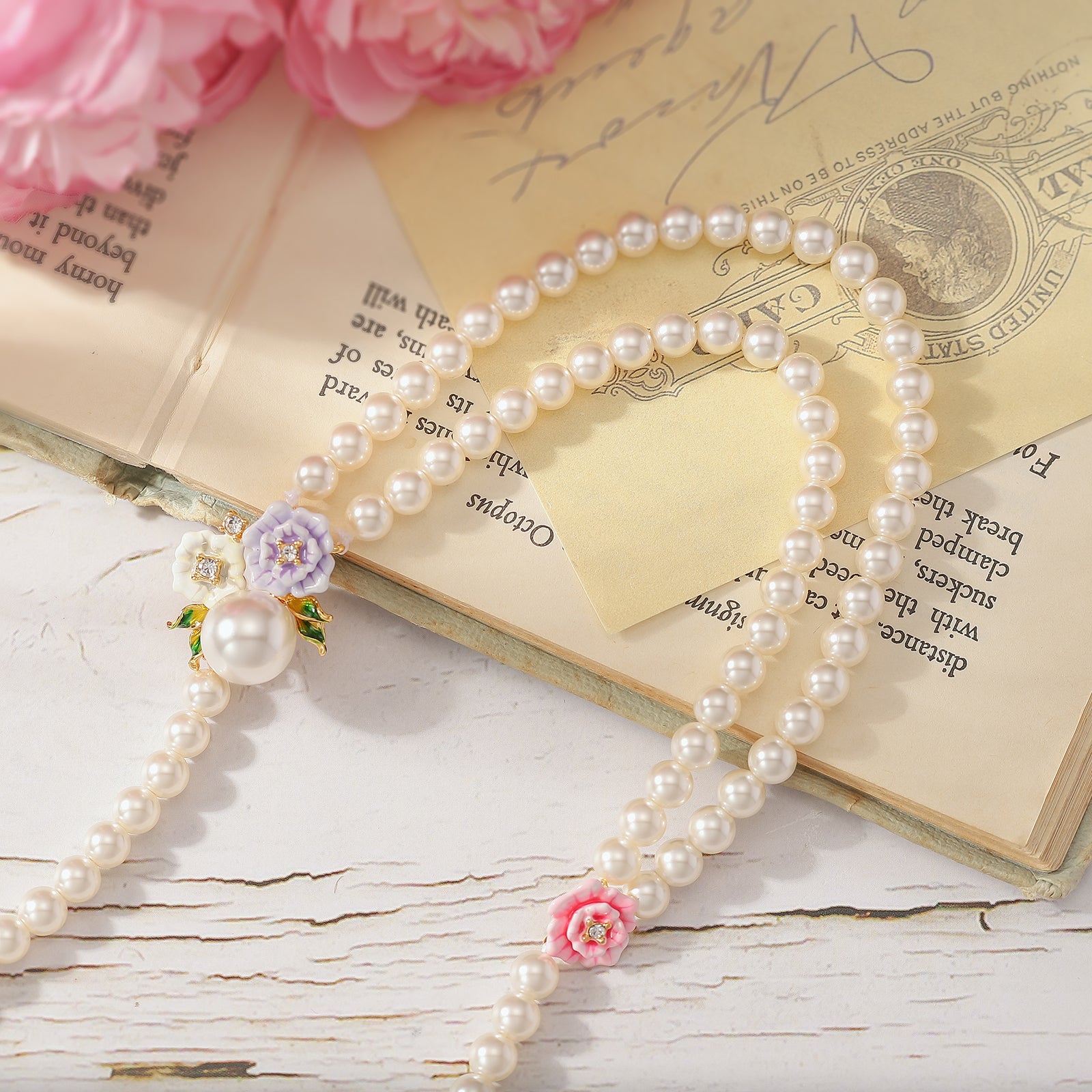 Wild Rose Real Pearl Necklace